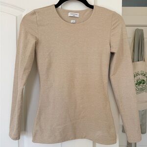 Aritzia Beige Contour Long Sleeve Top